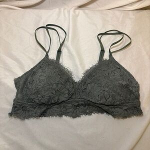 Aerie Women's Small Green Lace Padded Strappy Wireless Pullover Bralette Floral